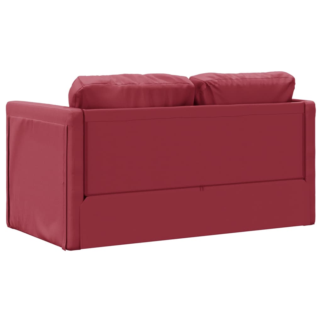 Slaapbank vloermodel 2-in-1 112x174x55 cm kunstleer wijnrood