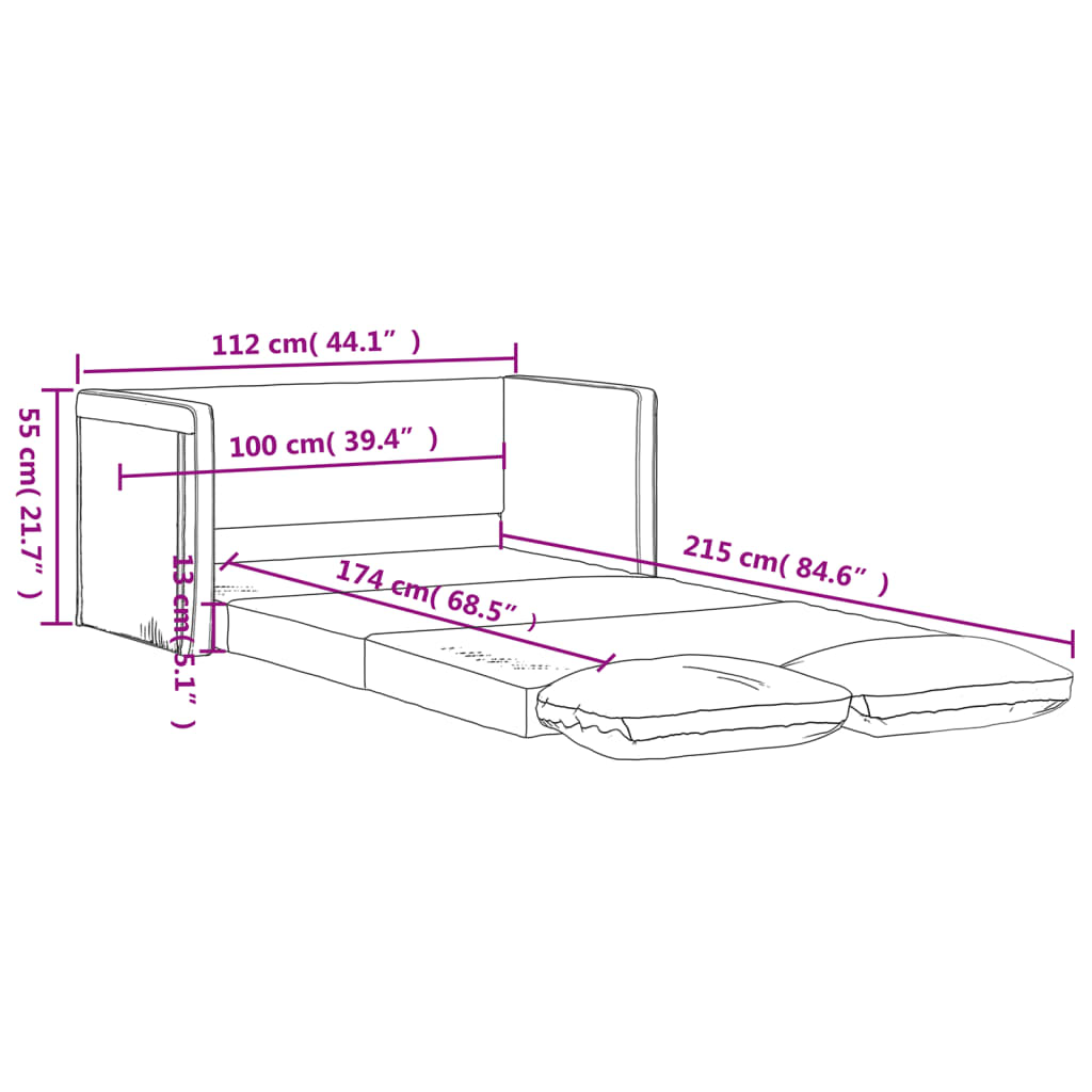Slaapbank vloermodel 2-in-1 112x174x55 cm kunstleer wijnrood