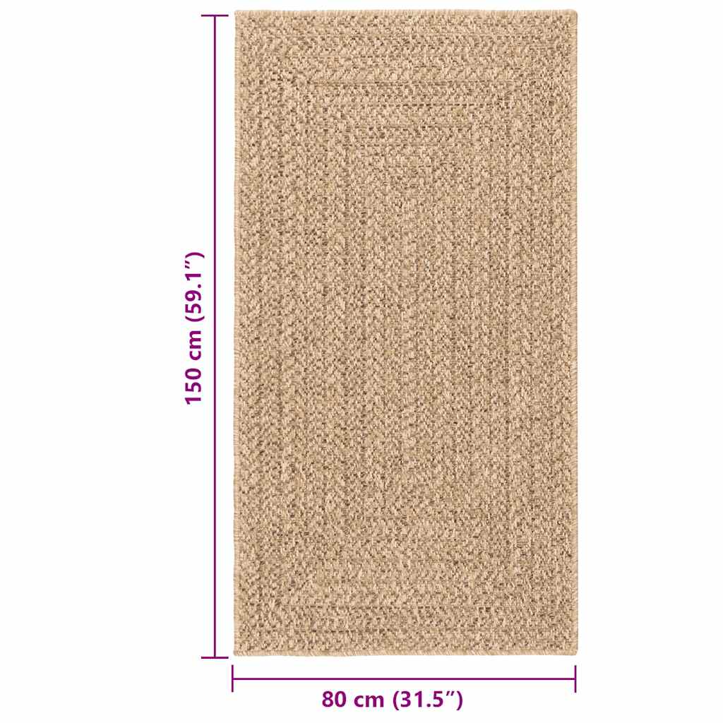 Vloerkleed ZIZUR binnen en buiten 80x150 cm jute look