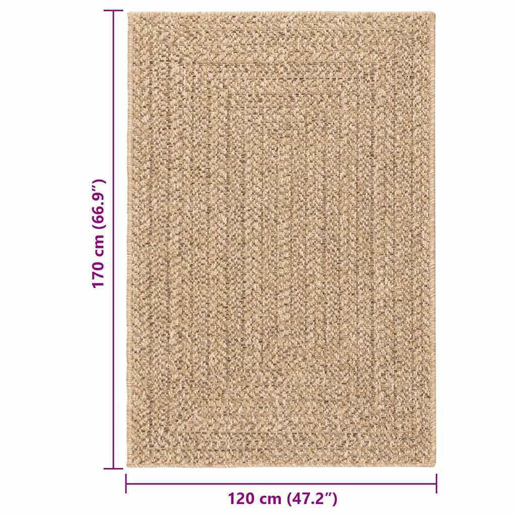 Vloerkleed ZIZUR binnen en buiten 120x170 cm jute look