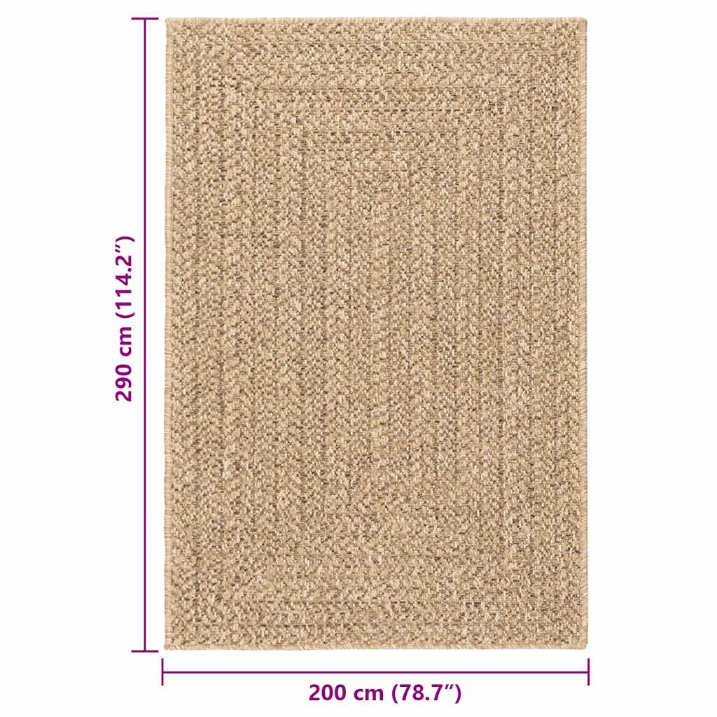 Vloerkleed ZIZUR binnen en buiten 200x290 cm jute look