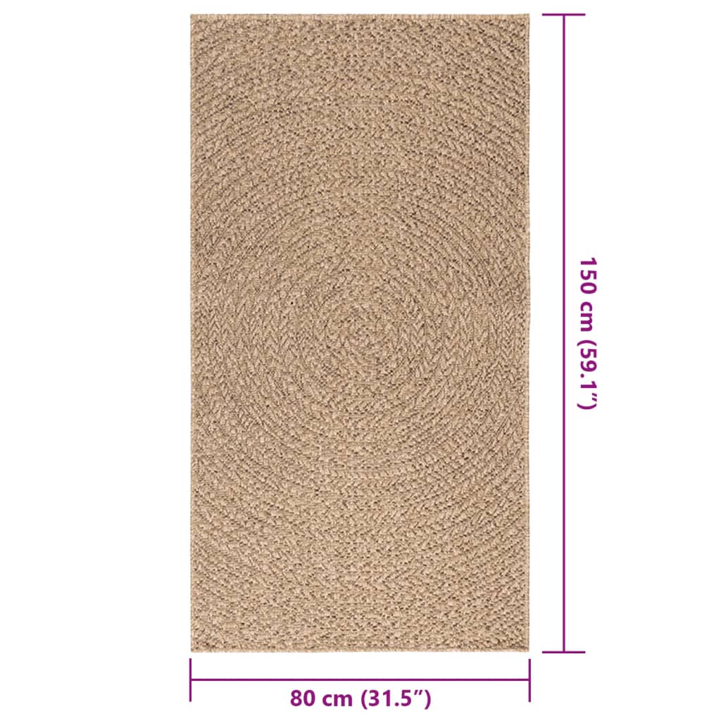 Vloerkleed ZIZUR binnen en buiten 80x150 cm jute look