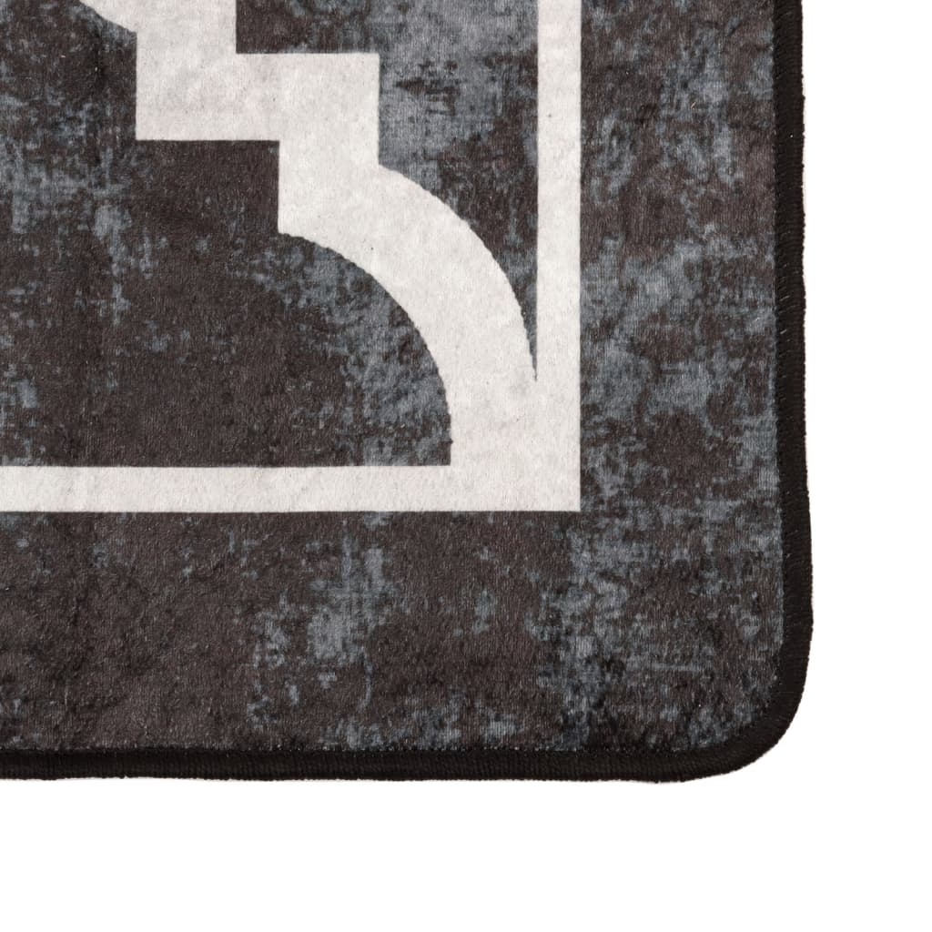 Vloerkleed wasbaar 80x150 cm zwart en wit