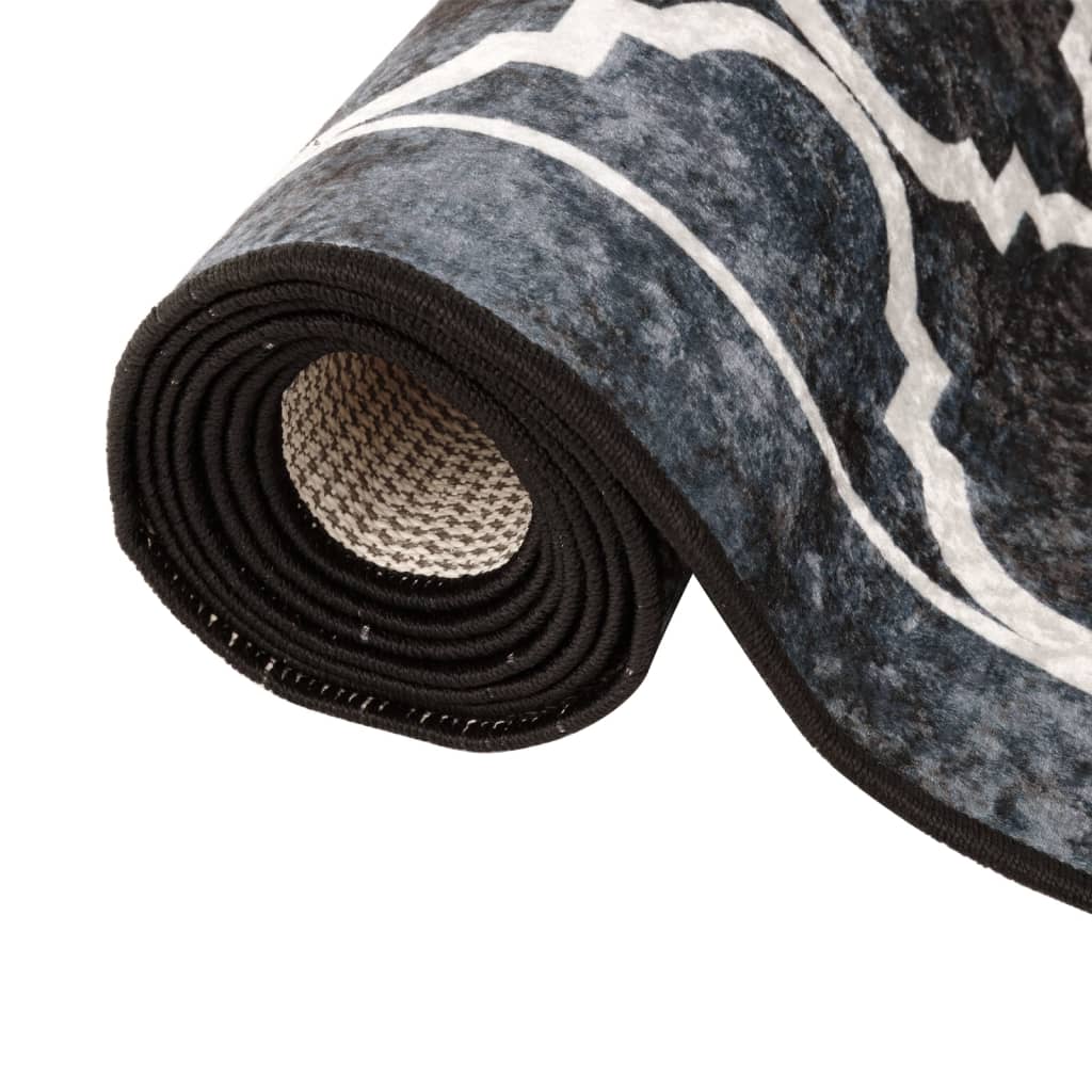 Vloerkleed wasbaar 80x150 cm zwart en wit