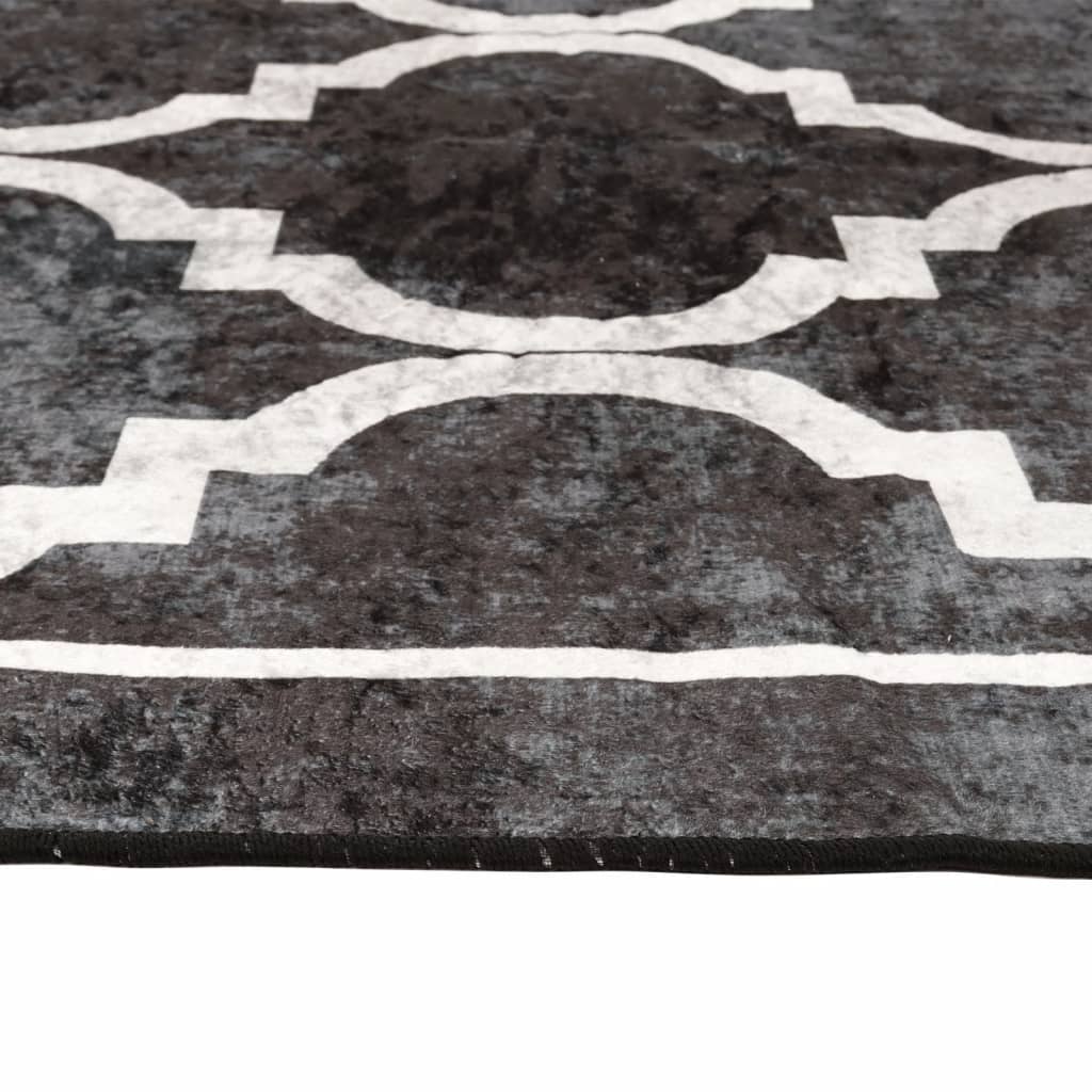 Vloerkleed wasbaar 80x150 cm zwart en wit