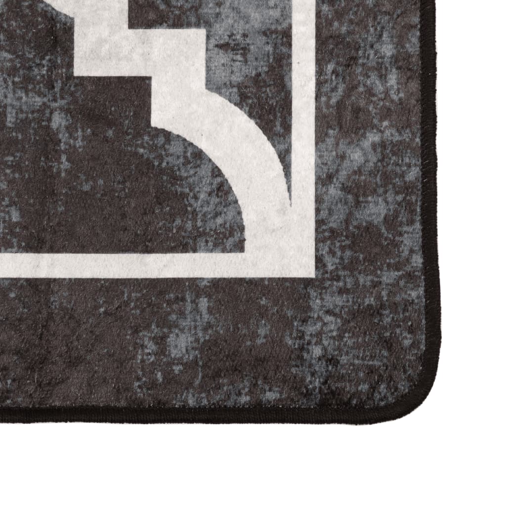 Vloerkleed wasbaar 80x300 cm zwart en wit