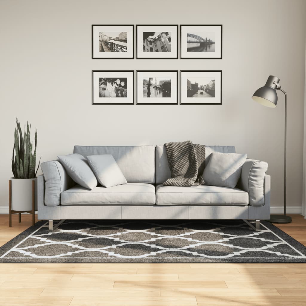 Vloerkleed wasbaar 120x180 cm zwart en wit