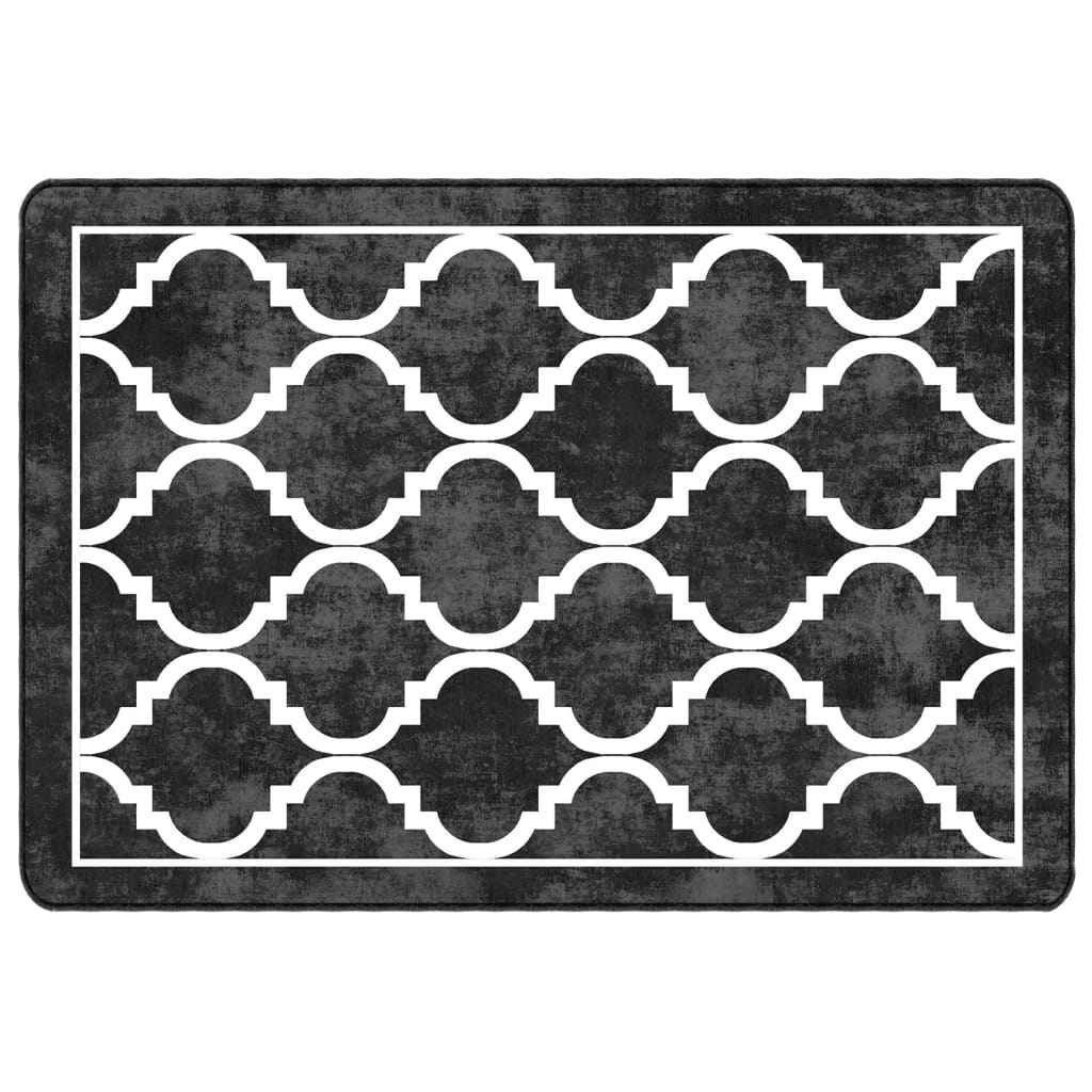 Vloerkleed wasbaar 160x230 cm zwart en wit