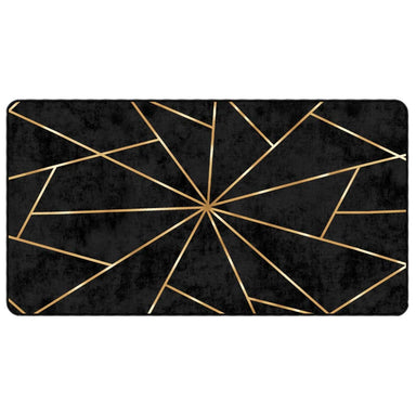 Vloerkleed wasbaar 80x150 cm zwart en goudkleurig