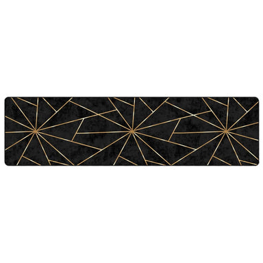 Vloerkleed wasbaar 80x300 cm zwart en goudkleurig