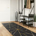 Vloerkleed wasbaar 80x300 cm zwart en goudkleurig