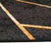 Vloerkleed wasbaar 120x180 cm zwart en goudkleurig