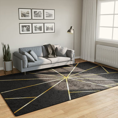 Vloerkleed wasbaar 190x300 cm zwart en goudkleurig