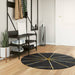 Vloerkleed wasbaar Ø 120 cm zwart en goudkleurig