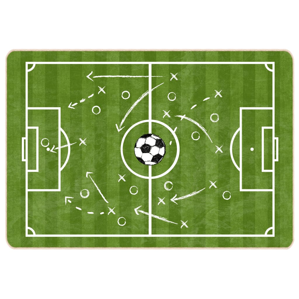 Kindervloerkleed voetbalveld wasbaar 160x230 cm groen