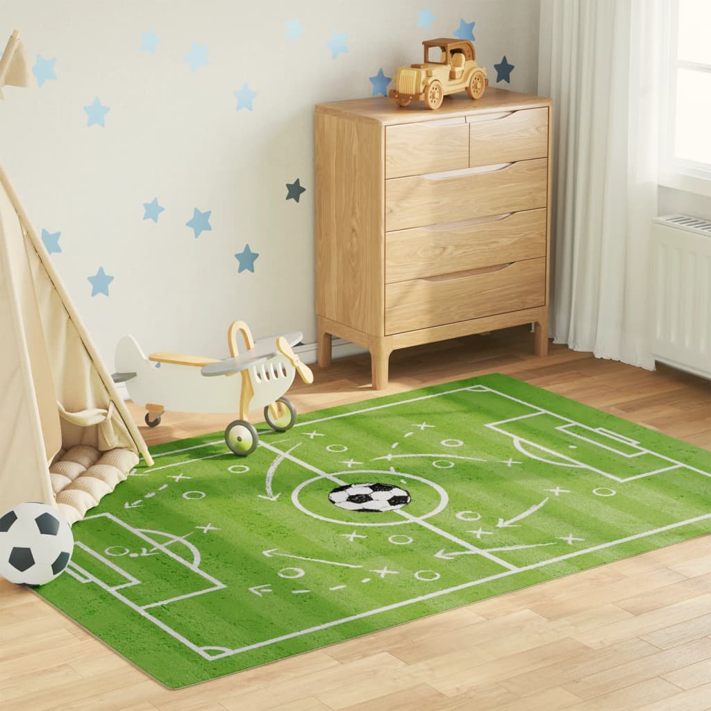 Kindervloerkleed voetbalveld wasbaar 160x230 cm groen