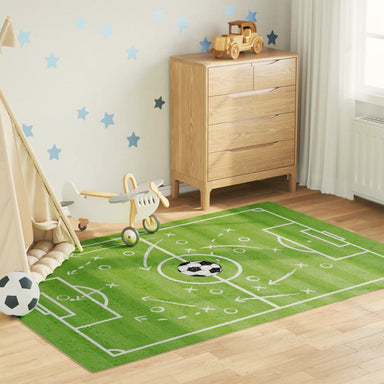 Kindervloerkleed voetbalveld wasbaar 160x230 cm groen
