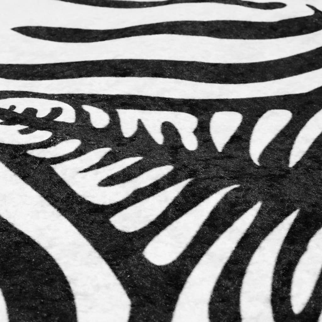 Vloerkleed zebrapatroon wasbaar 120x170 cm zwart wit
