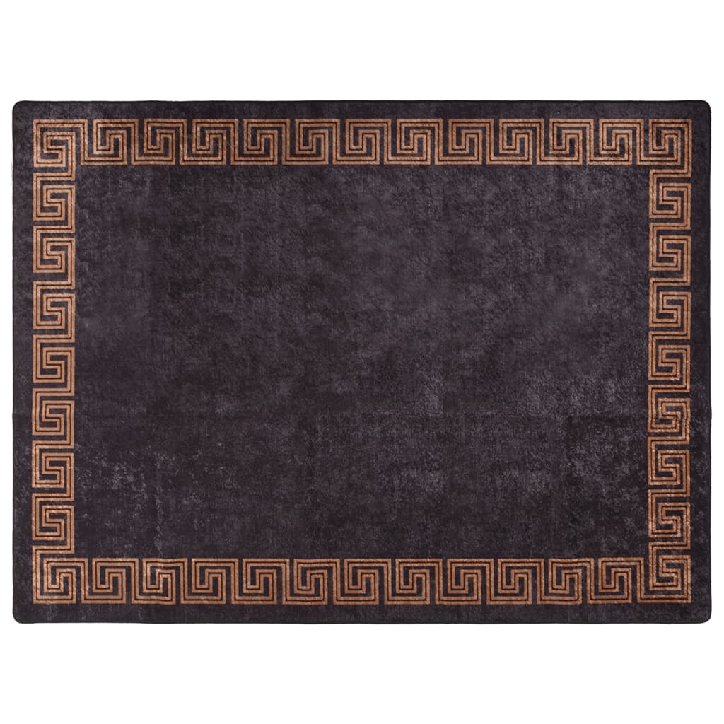 Vloerkleed wasbaar 400x300 cm zwart en goudkleurig