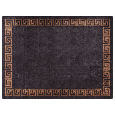 Vloerkleed wasbaar 400x300 cm zwart en goudkleurig