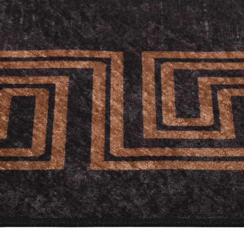 Vloerkleed wasbaar 400x300 cm zwart en goudkleurig