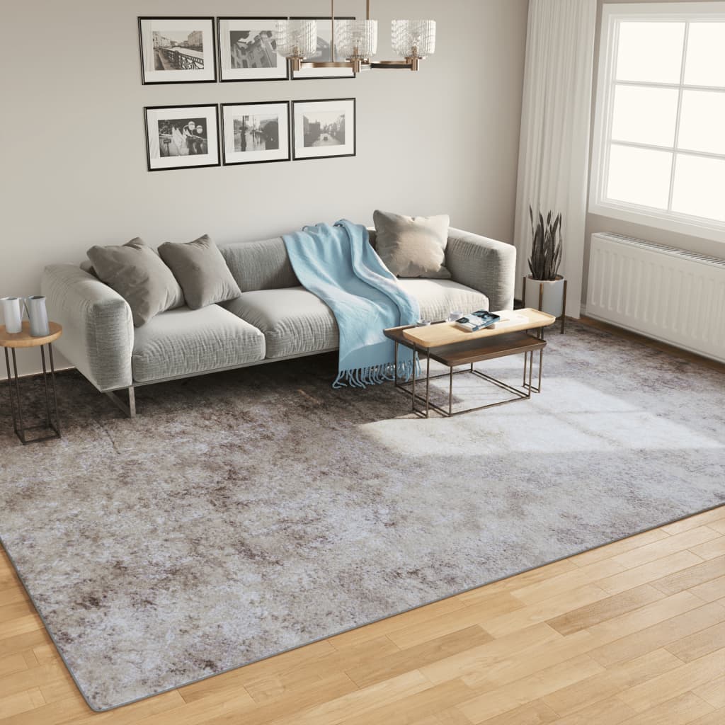 Vloerkleed wasbaar 400x300 cm grijs