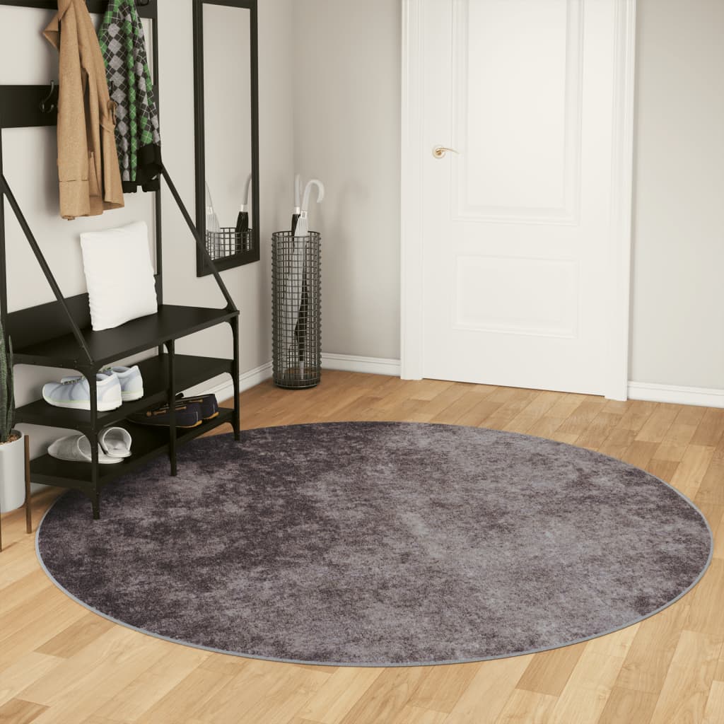 Vloerkleed wasbaar Ø 200 cm grijs