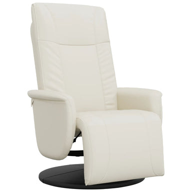 Fauteuil verstelbaar met voetensteun kunstleer crèmekleurig