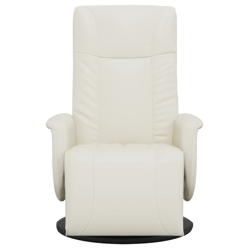 Fauteuil verstelbaar met voetensteun kunstleer crèmekleurig