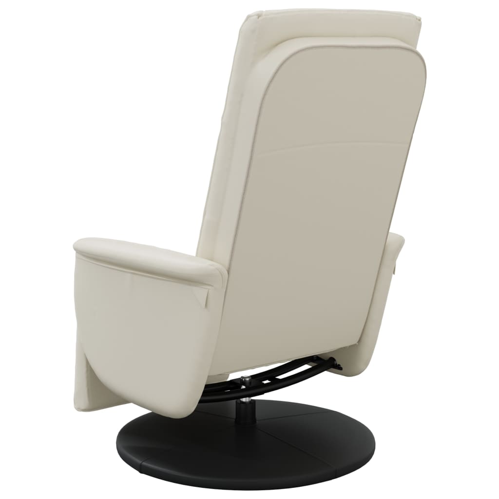 Fauteuil verstelbaar met voetensteun kunstleer crèmekleurig