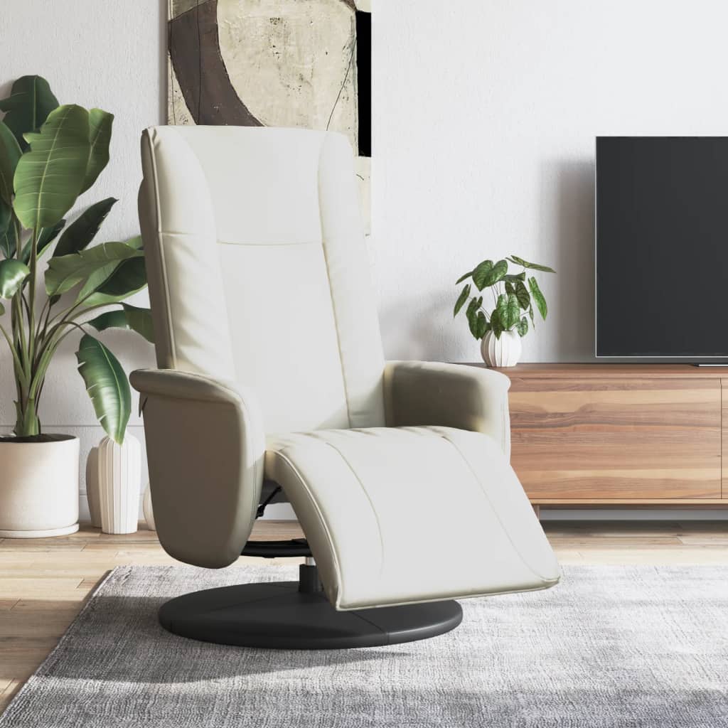 Fauteuil verstelbaar met voetensteun kunstleer crèmekleurig