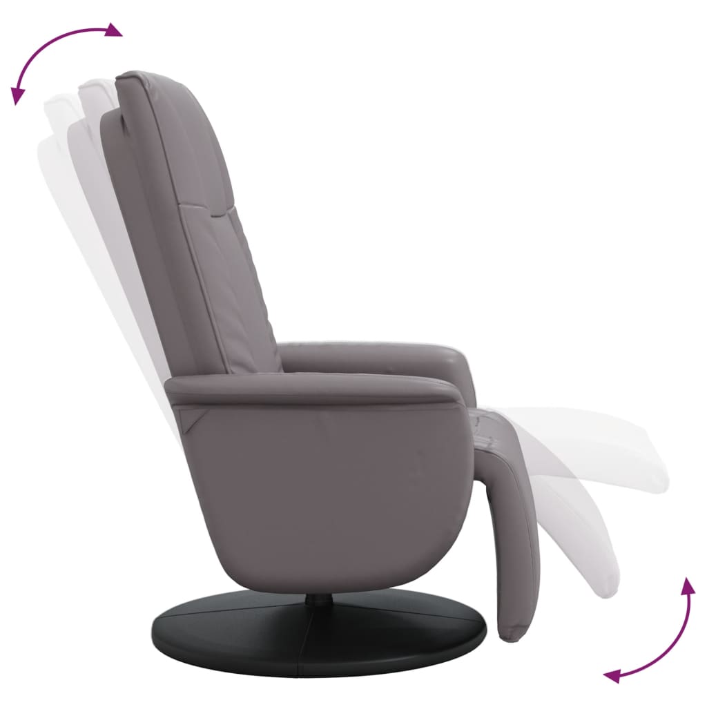 Fauteuil verstelbaar met voetensteun kunstleer grijs