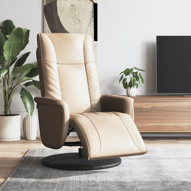 Fauteuil verstelbaar met voetensteun kunstleer cappuccinokleur