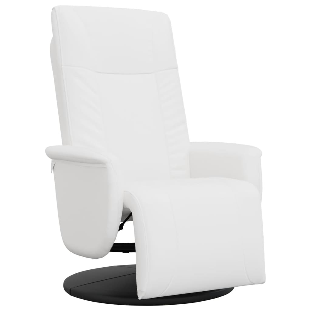Fauteuil verstelbaar met voetensteun kunstleer wit