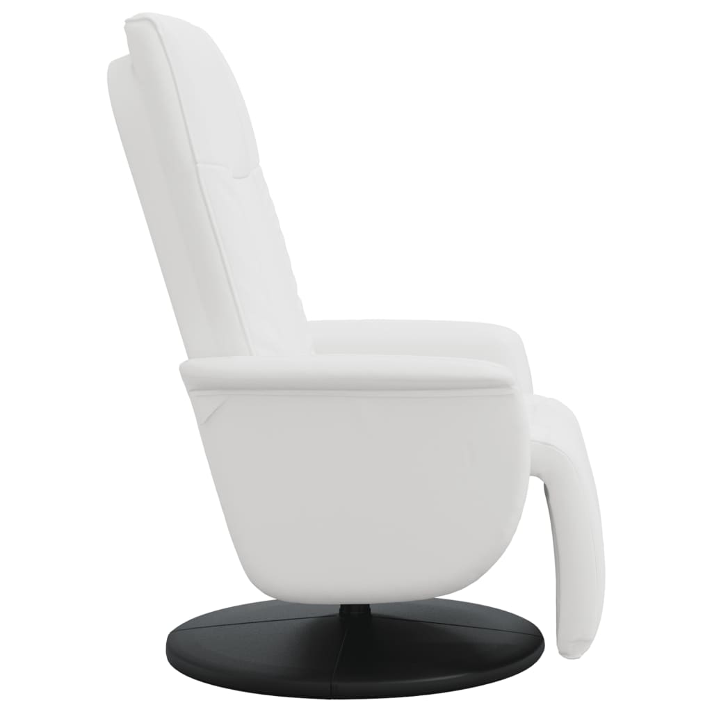 Fauteuil verstelbaar met voetensteun kunstleer wit
