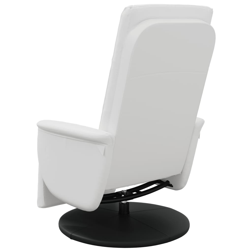 Fauteuil verstelbaar met voetensteun kunstleer wit