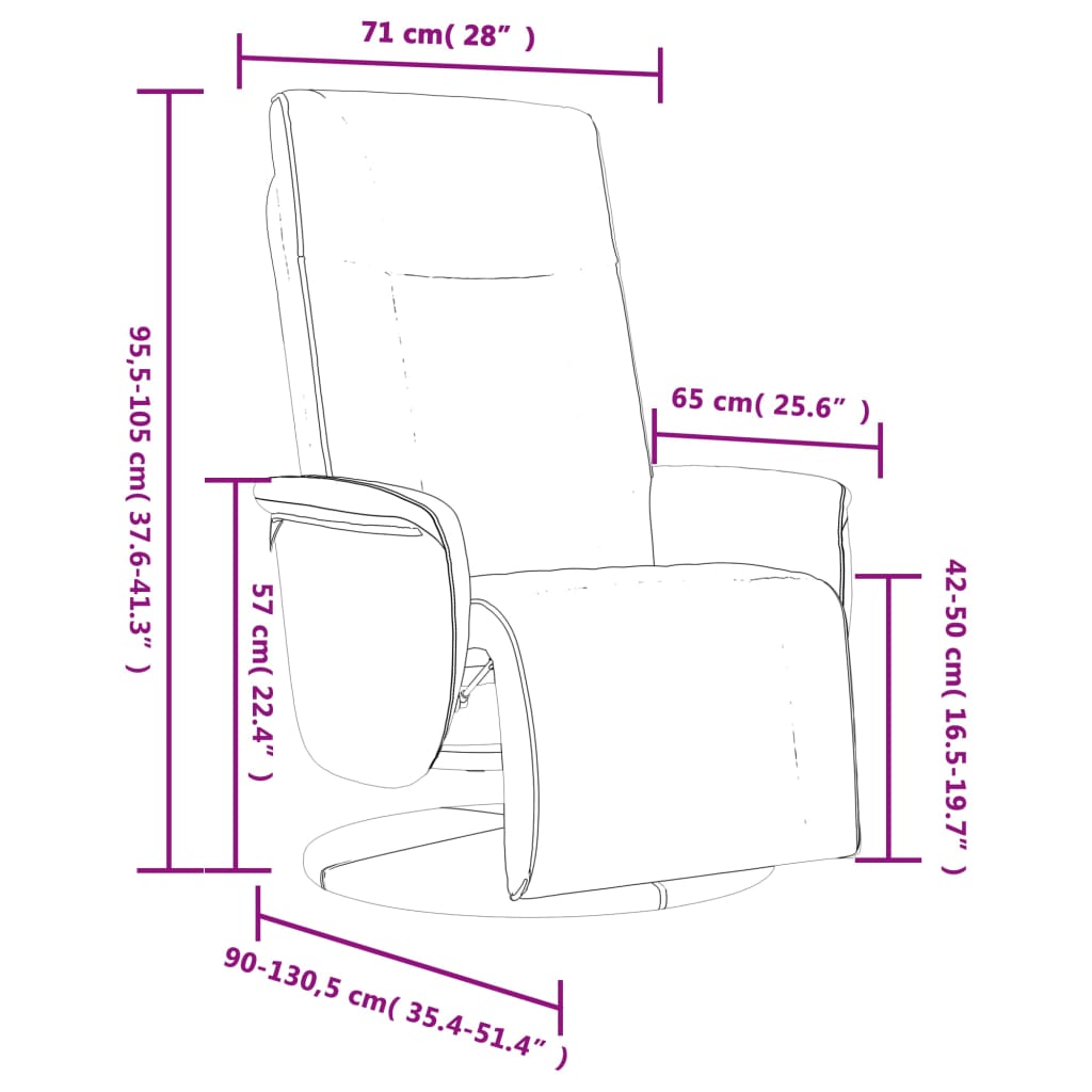 Fauteuil verstelbaar met voetensteun kunstleer wit