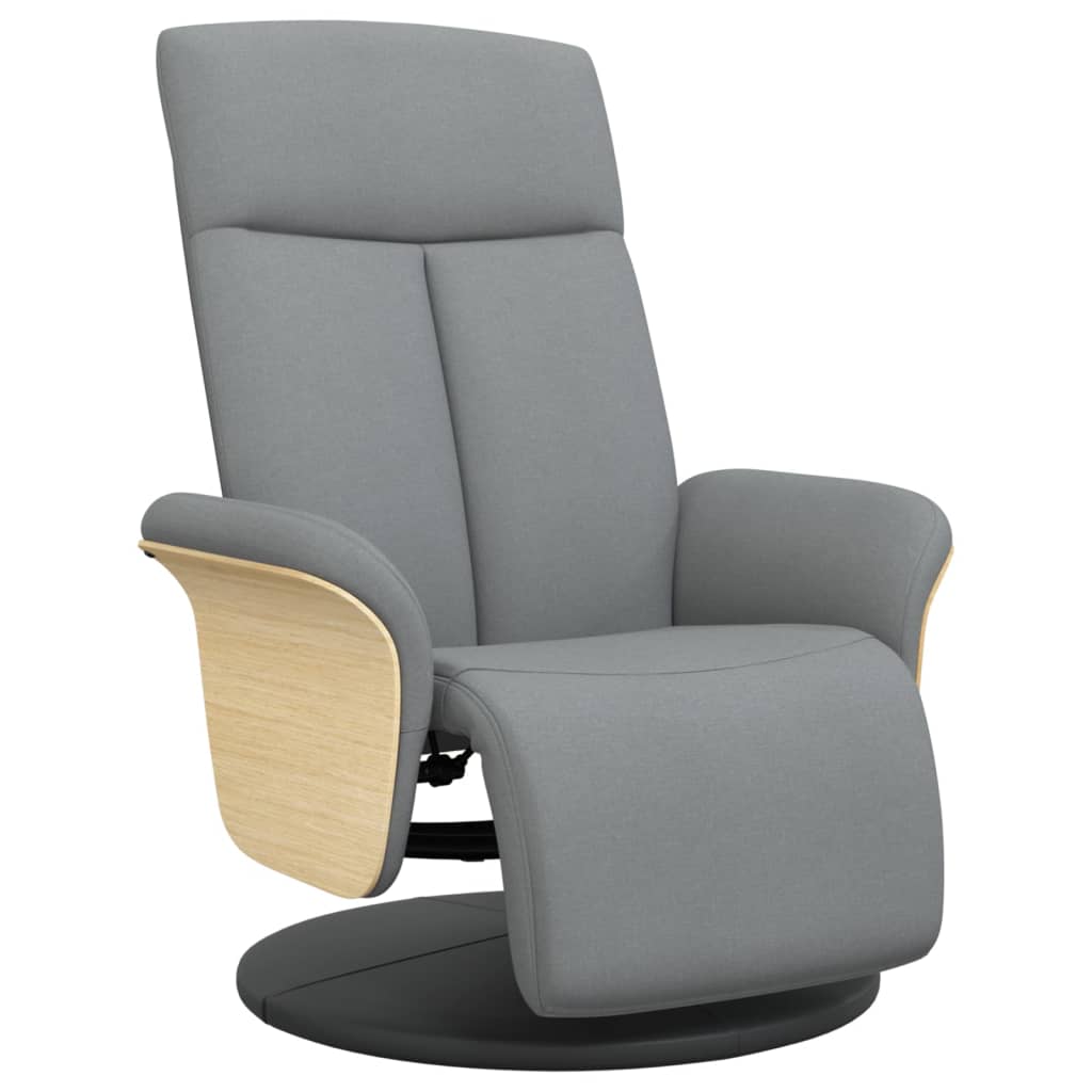 Fauteuil verstelbaar met voetensteun stof lichtgrijs
