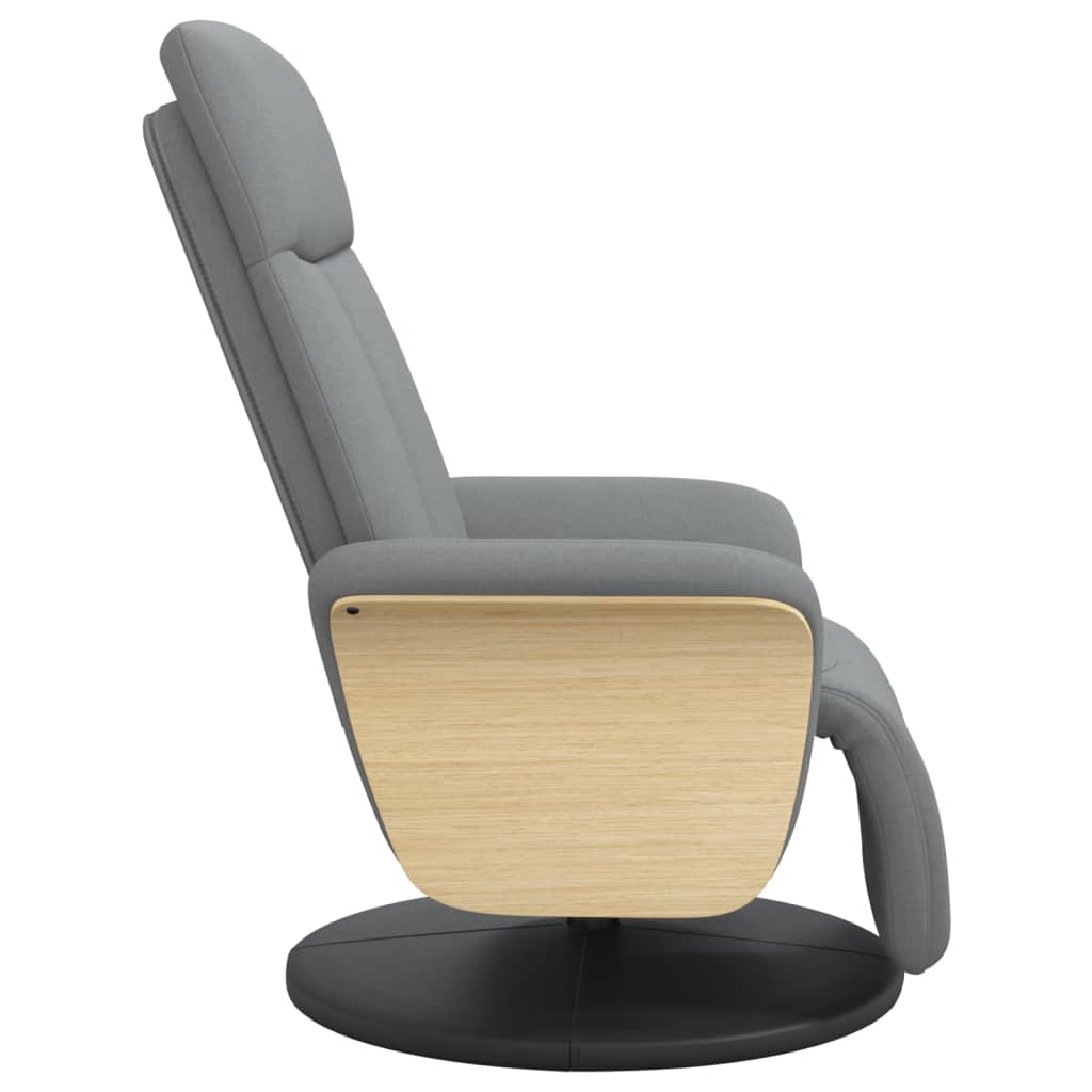Fauteuil verstelbaar met voetensteun stof lichtgrijs