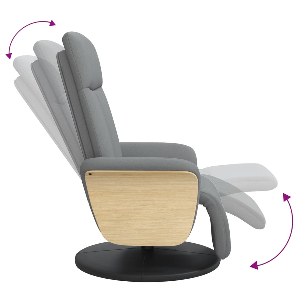 Fauteuil verstelbaar met voetensteun stof lichtgrijs