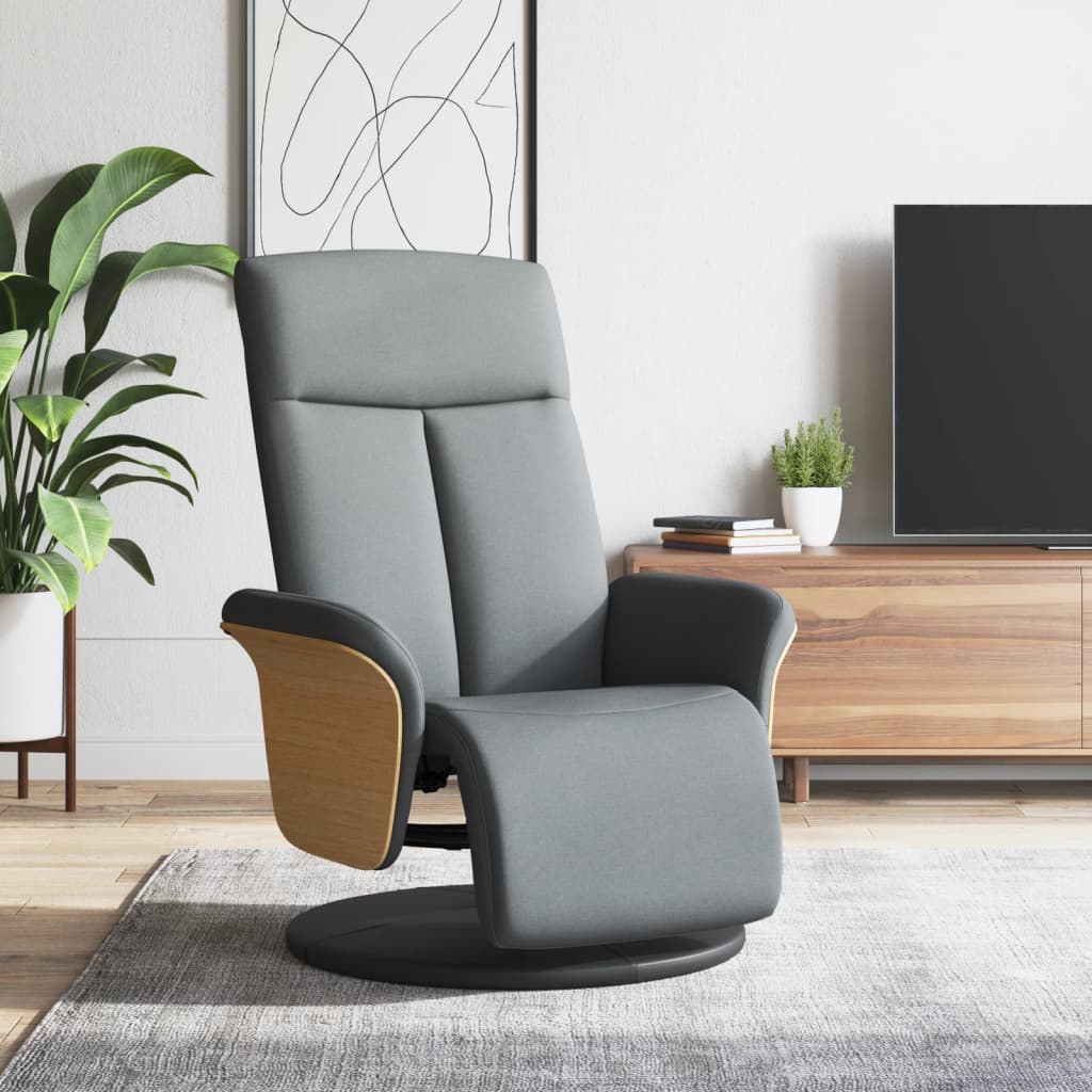 Fauteuil verstelbaar met voetensteun stof lichtgrijs