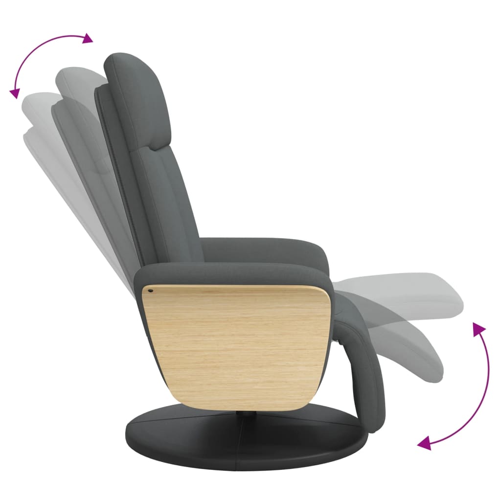 Fauteuil verstelbaar met voetensteun stof donkergrijs
