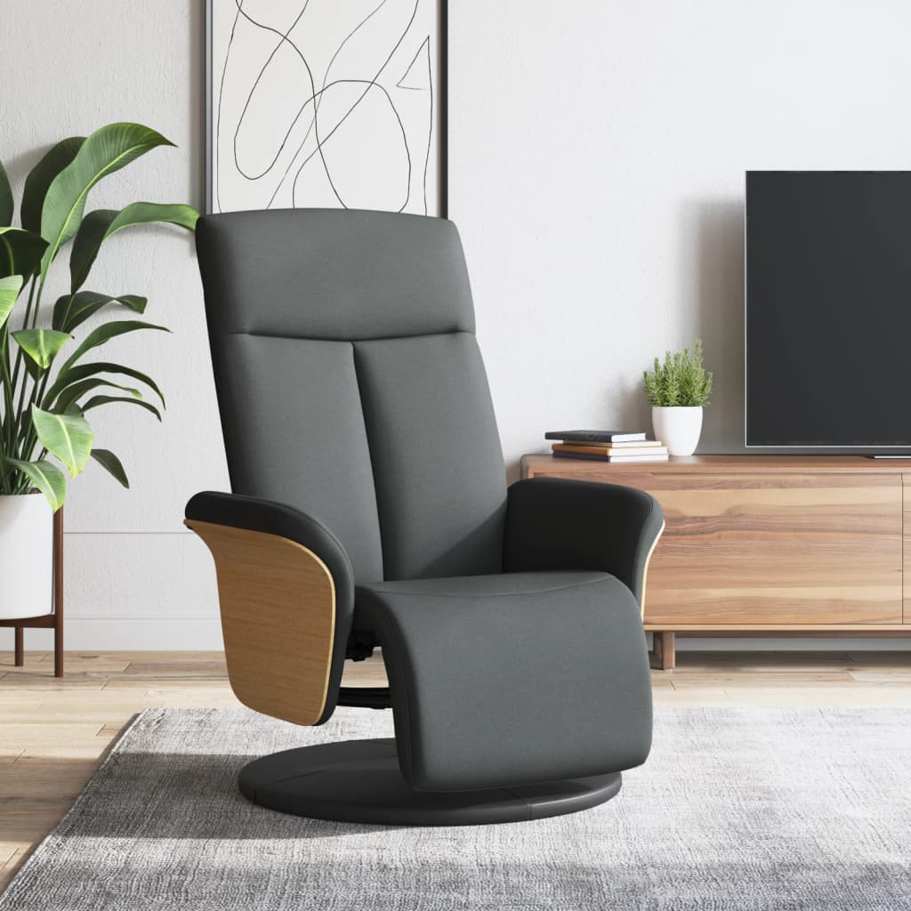 Fauteuil verstelbaar met voetensteun stof donkergrijs