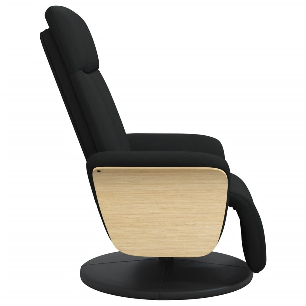 Fauteuil verstelbaar met voetensteun stof zwart
