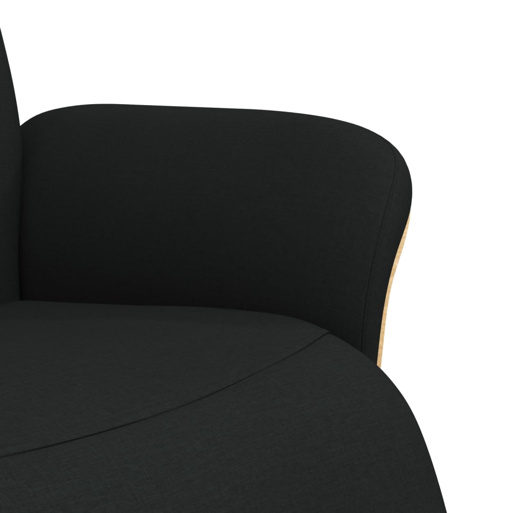 Fauteuil verstelbaar met voetensteun stof zwart