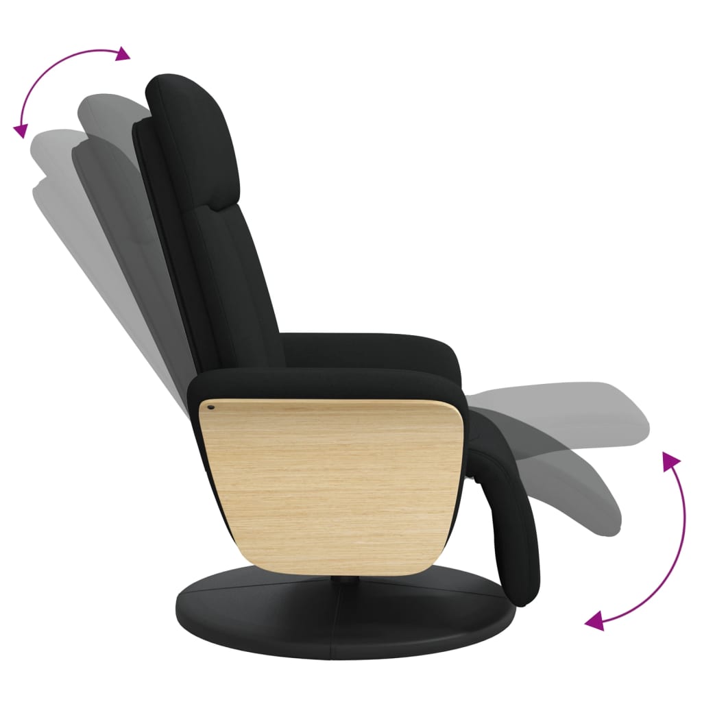 Fauteuil verstelbaar met voetensteun stof zwart