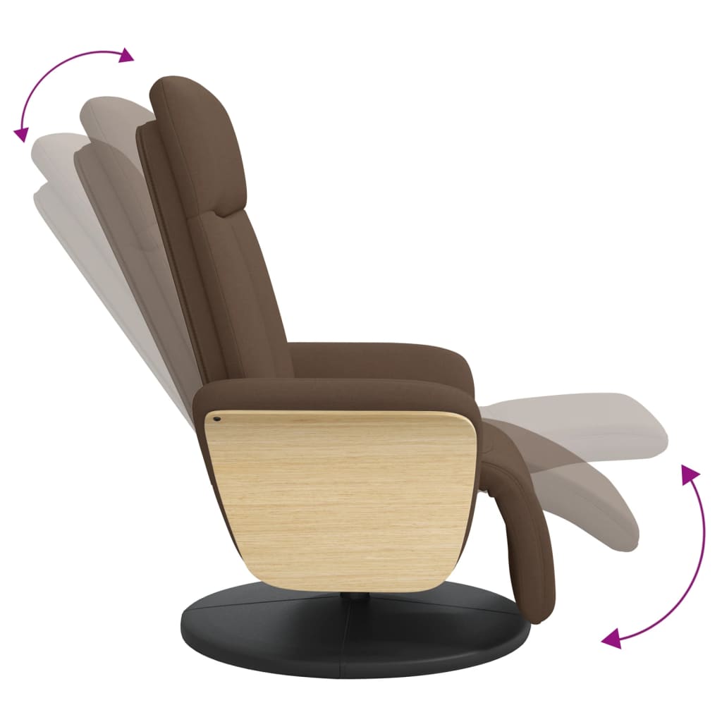 Fauteuil verstelbaar met voetensteun stof bruin