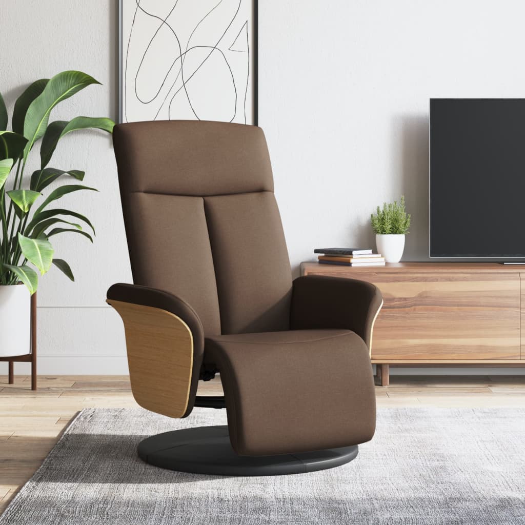 Fauteuil verstelbaar met voetensteun stof bruin