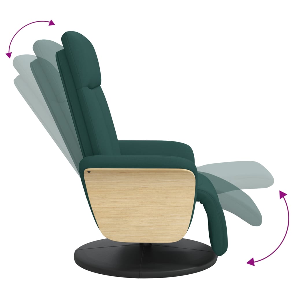 Fauteuil verstelbaar met voetensteun stof donkergroen