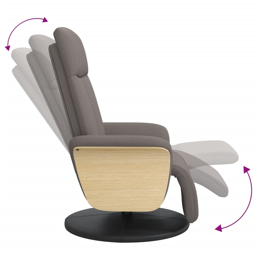 Fauteuil verstelbaar met voetensteun stof taupe
